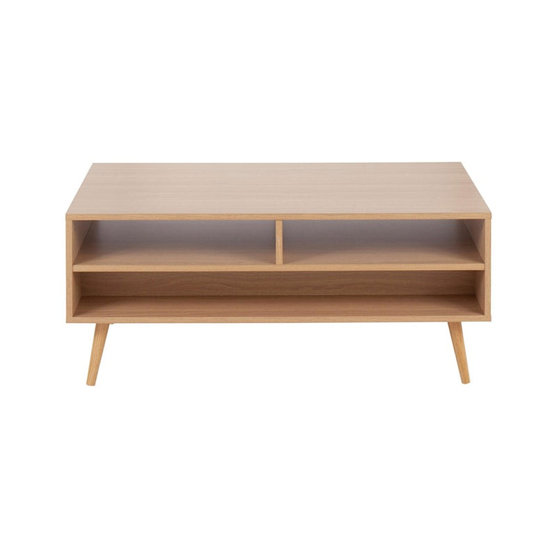 LumiSource Astro Coffee Table | Contemporary Natural Wood & White Wood Drawers | Living Room Storage | 40 x 21 x 17 in | Model TC-ASTRONAW
