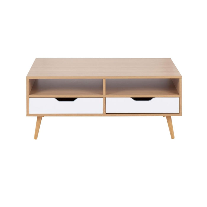 LumiSource Astro Coffee Table in Natural Wood/White Wood
