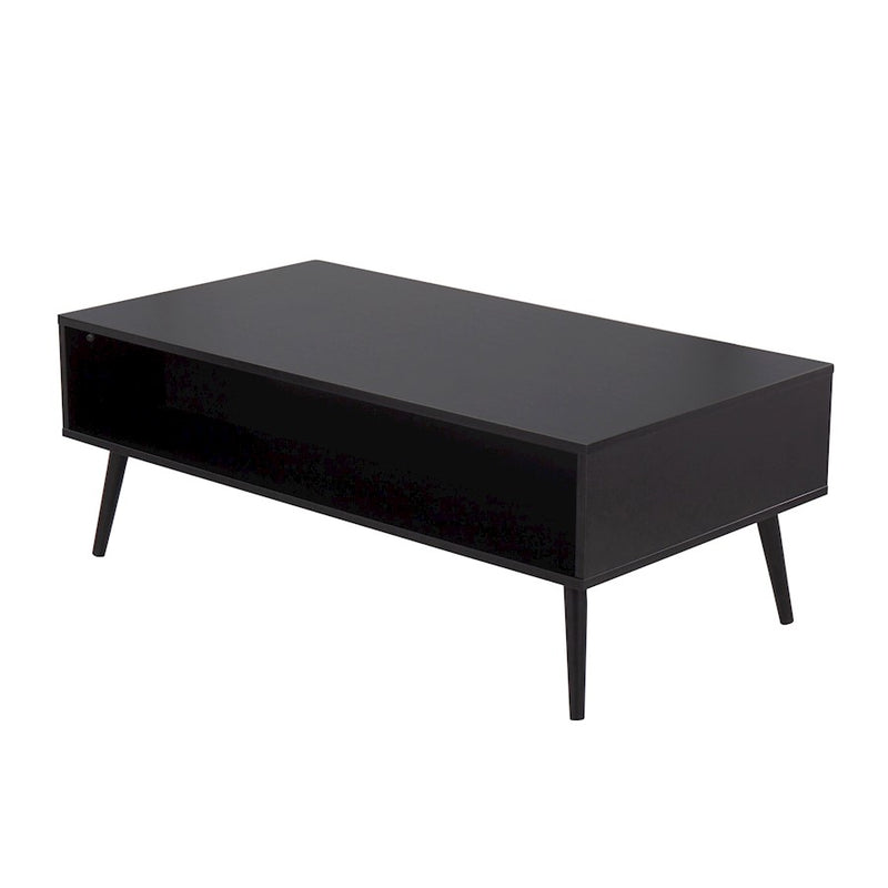 LumiSource Bora Bora Coffee Table in Black Wood/Rattan
