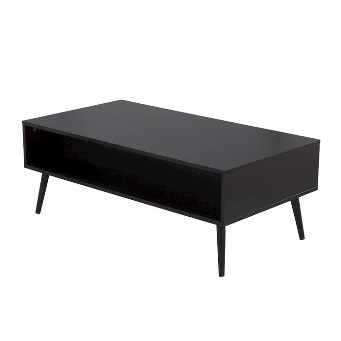 LumiSource Bora Bora Coffee Table in Black Wood/Rattan