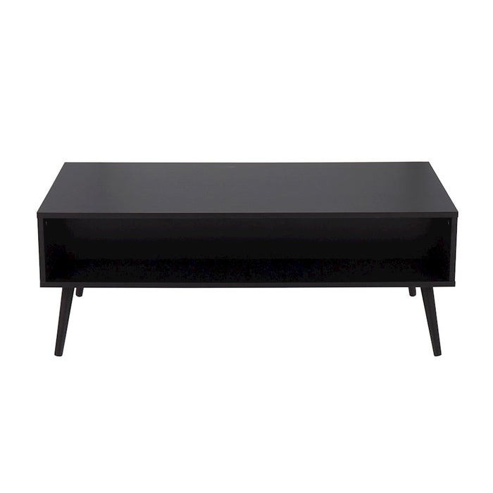 LumiSource Bora Bora Coffee Table in Black Wood/Rattan