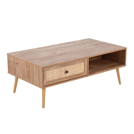 LumiSource Bora Bora Coffee Table in Natural Wood/Rattan - TC-BORANA