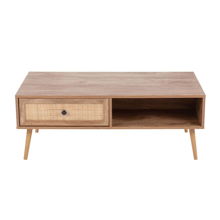 LumiSource Bora Bora Coffee Table in Natural Wood/Rattan