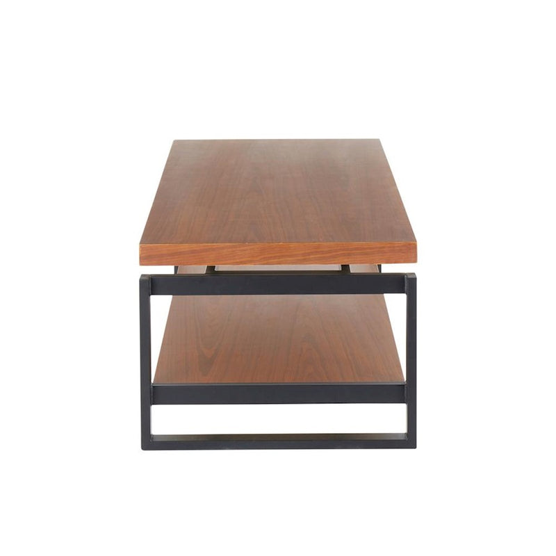LumiSource Drift Coffee Table, Black Metal/Walnut Wood