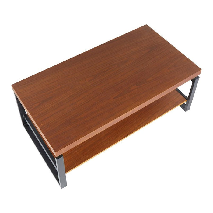 LumiSource Drift Coffee Table, Black Metal/Walnut Wood