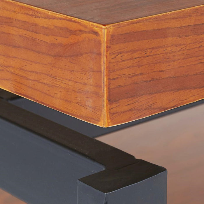 LumiSource Drift Coffee Table, Black Metal/Walnut Wood
