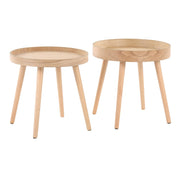 LumiSource Pebble Side Table Set, Natural Wood - TE2-PEBBLENA