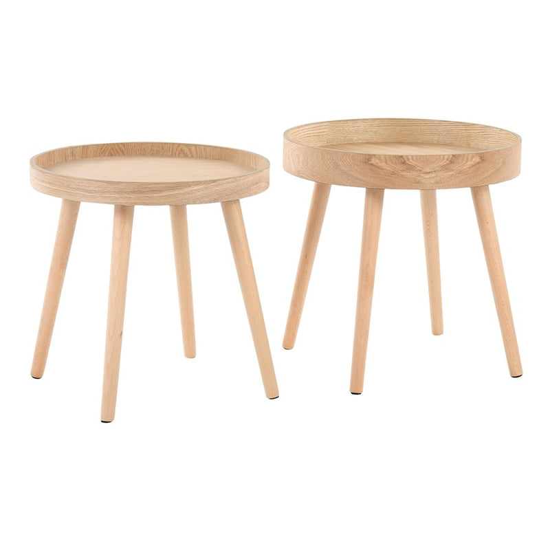 LumiSource Pebble Side Table Set, Natural Wood - TE2-PEBBLENA