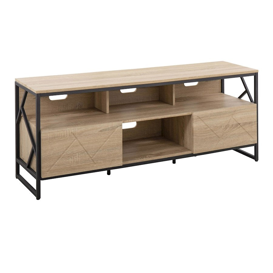 LumiSource Folia TV Stand in Natural Wood/Black Steel - TV-FOLIA2NABK