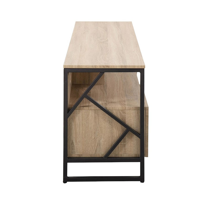 LumiSource Folia TV Stand in Natural Wood/Black Steel