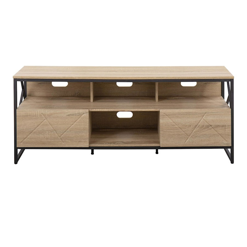 LumiSource Folia TV Stand in Natural Wood/Black Steel