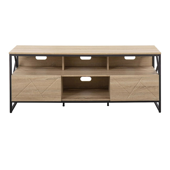LumiSource Folia TV Stand in Natural Wood/Black Steel