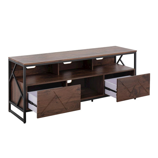 LumiSource Folia TV Stand in Walnut Wood/Black Steel