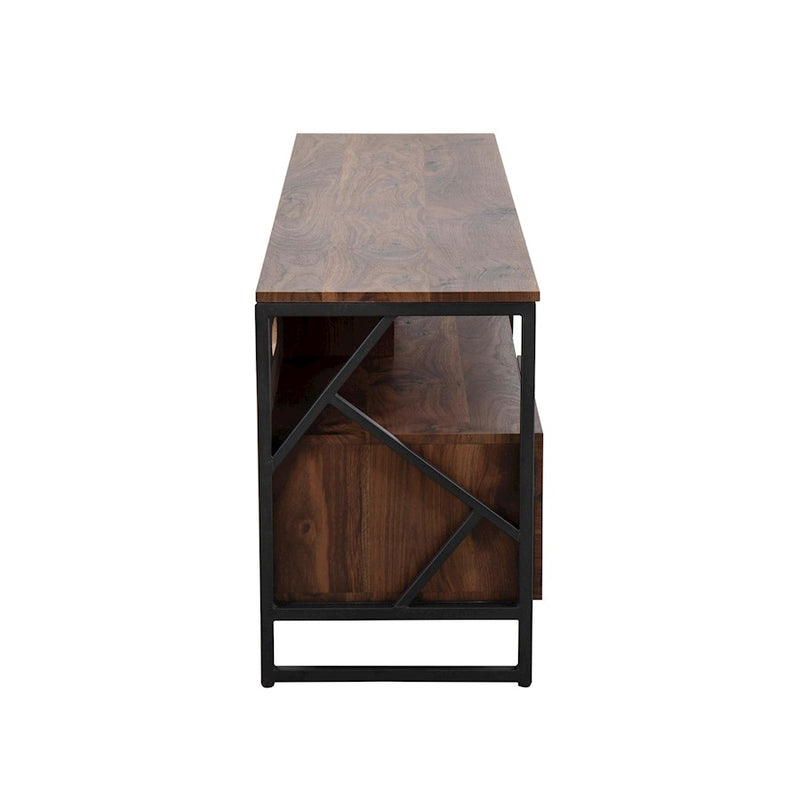 LumiSource Folia TV Stand in Walnut Wood/Black Steel