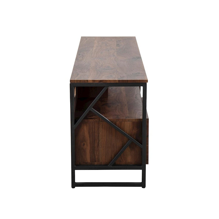 LumiSource Folia TV Stand in Walnut Wood/Black Steel
