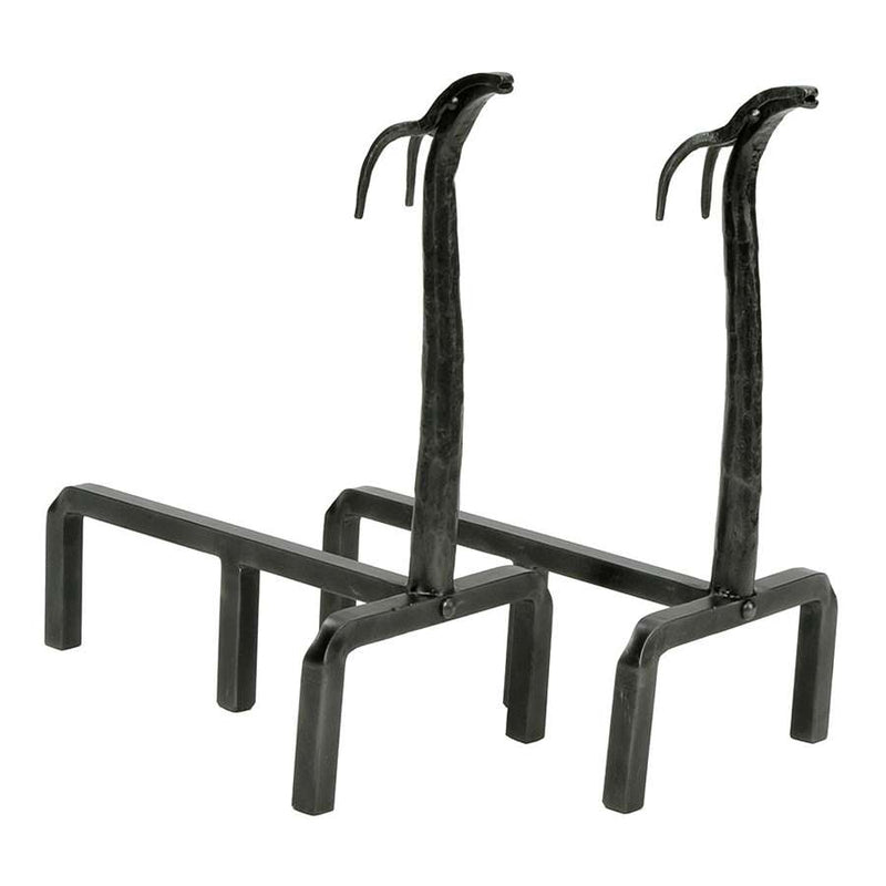 Minuteman International Deer Andirons | Wrought Iron Graphite Powder Coated | Indoor & Outdoor Hearth Fireplace | 9 x 15 x 18.5 in | Model AND-13