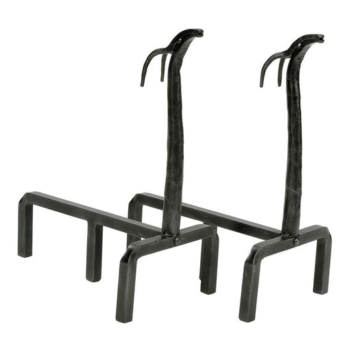 Minuteman International Deer Andirons | Wrought Iron Graphite Powder Coated | Indoor & Outdoor Hearth Fireplace | 9 x 15 x 18.5 in | Model AND-13