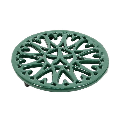 Minuteman International 7in Sunburst Cast Iron Trivet | Green Porcelain Enamel | Kitchen Counter & Stovetop Heat Protection | Model C-33GR