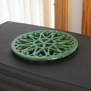Minuteman International 7in Sunburst Cast Iron Trivet | Green Porcelain Enamel | Kitchen Counter & Stovetop Heat Protection | Model C-33GR