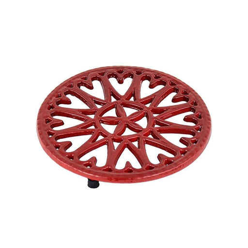 Minuteman International 7in Sunburst Cast Iron Trivet | Red Porcelain Enamel | Kitchen Countertop & Dining Table Heat Protection | Model C-33R