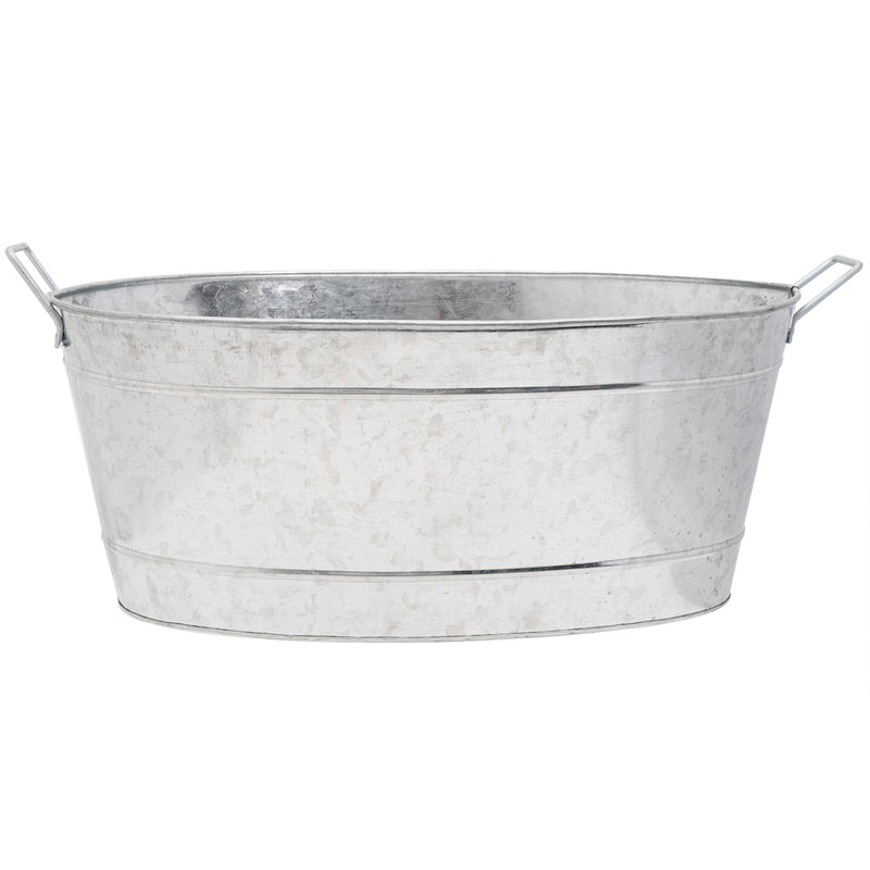 Minuteman International Galvanized Steel Tub | Oval Rustic Metal | Firewood Storage & Party Beverage Tub | 15 x 21 x 9 in | Model C-51