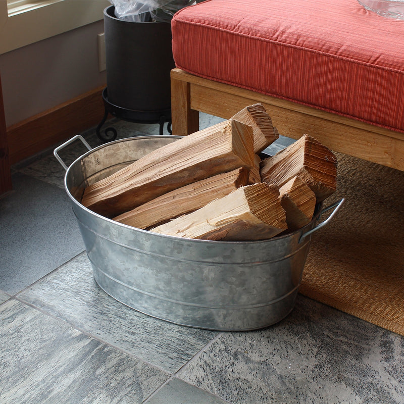 Minuteman International Galvanized Steel Tub | Oval Rustic Metal | Firewood Storage & Party Beverage Tub | 15 x 21 x 9 in | Model C-51