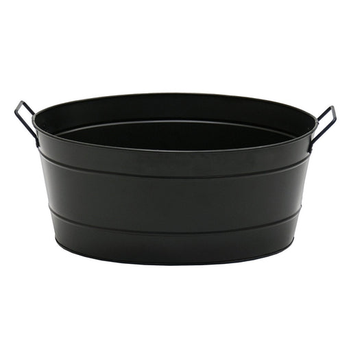 Minuteman International Oval Tub Log Carrier | Black Steel Firewood Storage | Living Room & Patio Hearth Accessory | 15 x 21 x 9 in | Model C-51BK