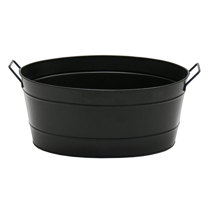 Minuteman International Oval Tub Log Carrier | Black Steel Firewood Storage | Living Room & Patio Hearth Accessory | 15 x 21 x 9 in | Model C-51BK