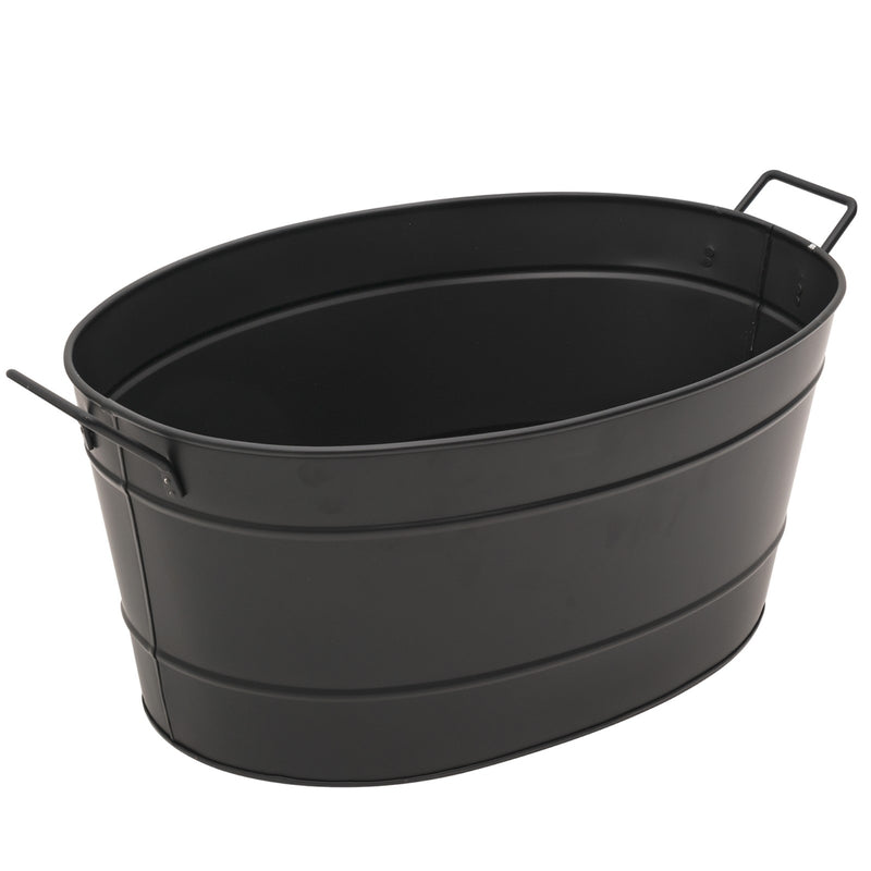 Minuteman International Oval Tub Log Carrier | Black Steel Firewood Storage | Living Room & Patio Hearth Accessory | 15 x 21 x 9 in | Model C-51BK