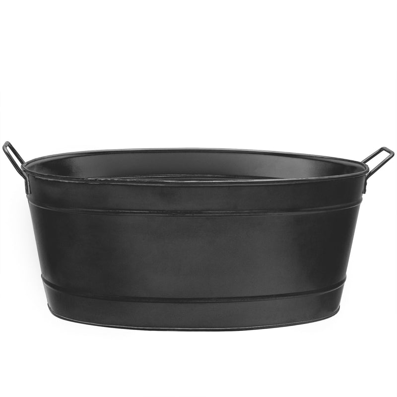 Minuteman International Oval Tub Log Carrier | Black Steel Firewood Storage | Living Room & Patio Hearth Accessory | 15 x 21 x 9 in | Model C-51BK