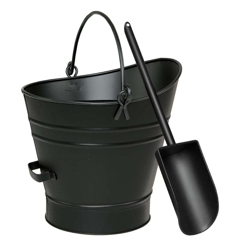 Minuteman International Coal Hod & Pellet Bucket | Industrial Iron Black Powder Coat | Hearth & Fireplace Accent | Model C-65MC
