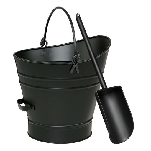 Minuteman International Coal Hod & Pellet Bucket | Industrial Iron Black Powder Coat | Hearth & Fireplace Accent | Model C-65MC