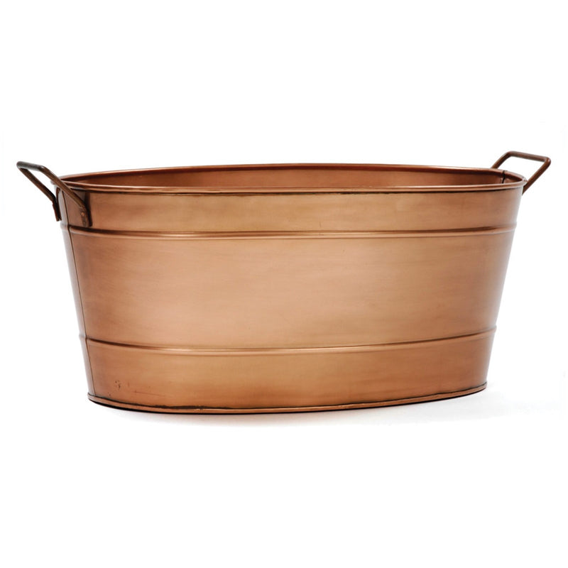 Minuteman International Oval Tub with Wrought Iron Handles | Copper Plated Steel | Firewood, Coal & Pellet Storage | 15 x 21 x 9 in | Model C-81C
