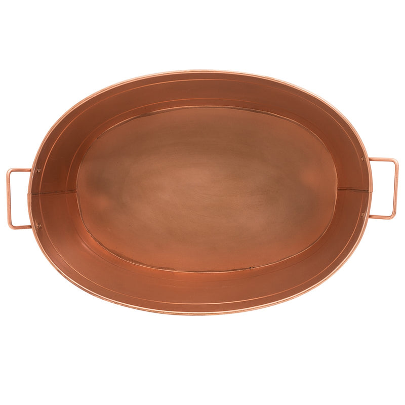 Minuteman International Oval Tub with Wrought Iron Handles | Copper Plated Steel | Firewood, Coal & Pellet Storage | 15 x 21 x 9 in | Model C-81C