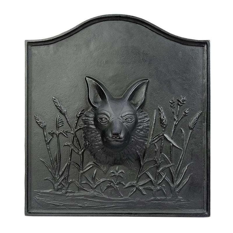 Minuteman International Fox Fireback | Cast Iron Matte Black | Fireplace Heat Reflector & Decor | 23 x 6.5 x 25 in | Model CFB-03