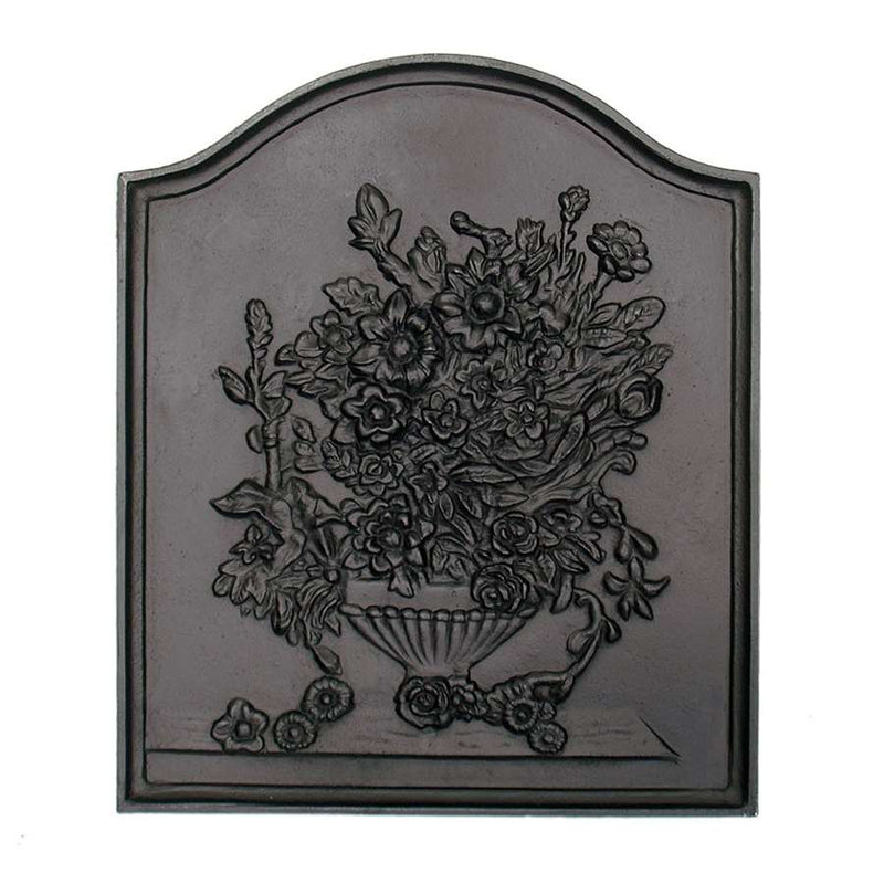 Minuteman International Bouquet Fireback | Cast Iron Matte Black | Fireplace Heat Reflector & Decor | 17 x 0.25 x 20 in | Model CFB-06