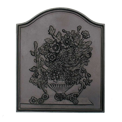 Minuteman International Bouquet Fireback | Cast Iron Matte Black | Fireplace Heat Reflector & Decor | 17 x 0.25 x 20 in | Model CFB-06