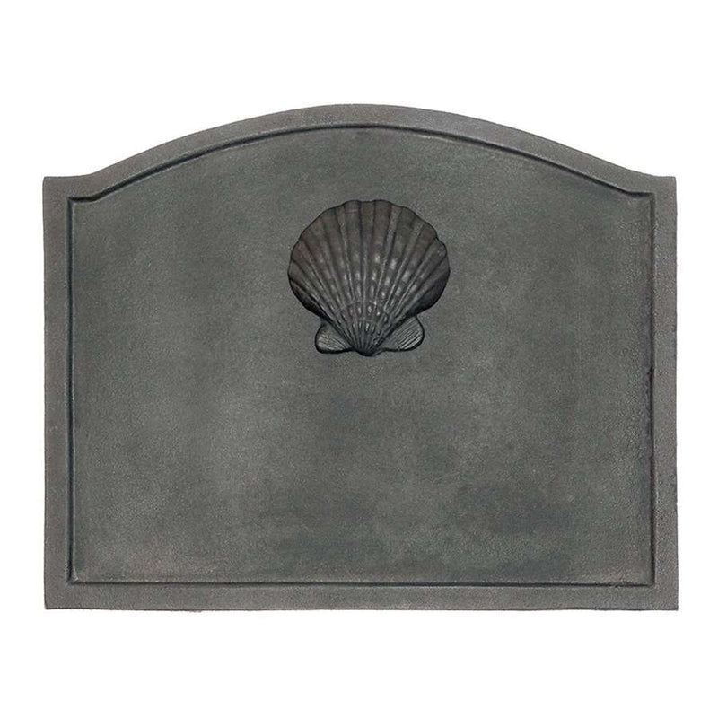 Minuteman International Small Shell Fire Back | Cast Iron Matte Black | Fireplace Heat Reflector & Decor | 19.5 x 15.5 in | Model CFB-12