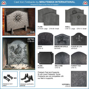 ACHLA Minuteman International Nautical Fireback 20in W x 16in H | Cast Iron with Matte Black Finish | Fireplace Heat Reflector & | Model CFB-18