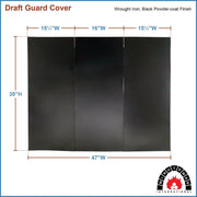 Minuteman International 47 x 34 Draft Guard Cover | Black Wrought Iron Fireplace Screen | Living Room & Hearth Accessory | Model DGC-02