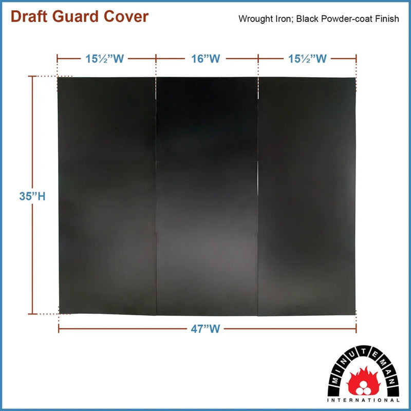 Minuteman International 47 x 34 Draft Guard Cover | Black Wrought Iron Fireplace Screen | Living Room & Hearth Accessory | Model DGC-02