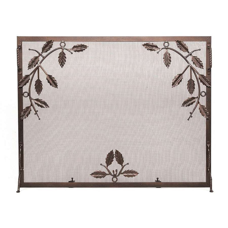 Minuteman International Weston Leaf Screen Small | Hand-Forged Wrought Iron Roman Bronze | Fireplace Hearth & Indoor-Outdoor Safety | Model G-3830Z