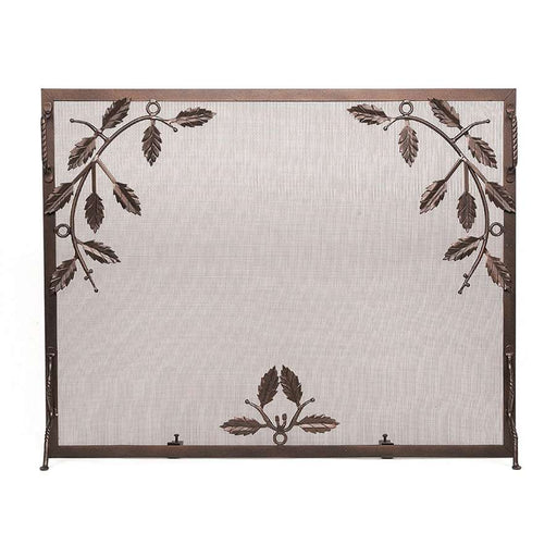Minuteman International Weston Leaf Screen Small | Hand-Forged Wrought Iron Roman Bronze | Fireplace Hearth & Indoor-Outdoor Safety | Model G-3830Z
