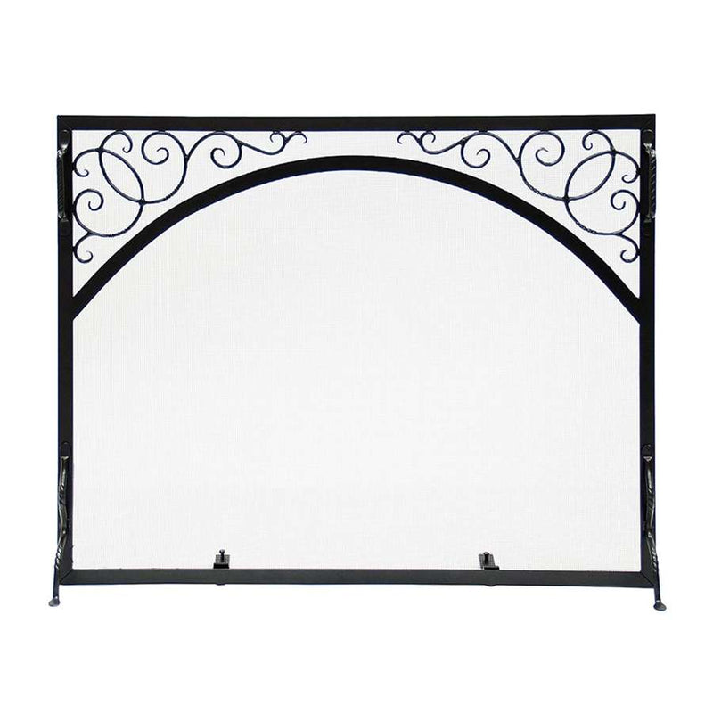 Minuteman International Sterling Fire Screen Scroll & Arch 38in | Wrought Iron Graphite Powder Coat | Indoor & Outdoor Hearth Accents | Model GS-3830