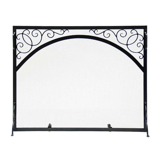 Minuteman International Sterling Fire Screen Scroll & Arch 44in | Wrought Iron Graphite Powder Coat | Indoor & Outdoor Hearth Accents | Model GS-4433