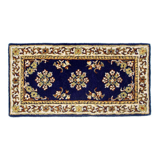 Minuteman International Oriental 44x22in Rectangular Hearth Rug | Blue 100% Virgin Wool | Fireplace & Entryway Floor Protection | Model H-20