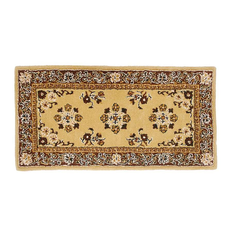 Minuteman International Oriental 44x22in Rectangular Hearth Rug | Traditional Beige 100% Virgin Wool | Fireplace & Entryway Floor | Model H-21