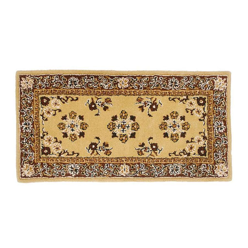 Minuteman International Oriental 44x22in Rectangular Hearth Rug | Traditional Beige 100% Virgin Wool | Fireplace & Entryway Floor | Model H-21