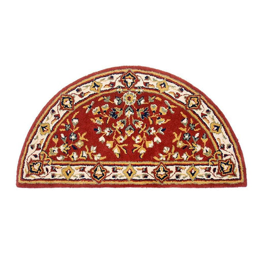 Minuteman International Oriental 44x22in Half Round Rug | Burgundy 100% Virgin Wool Hearth Rug | Fireplace & Entryway Floor Protection | Model H-25