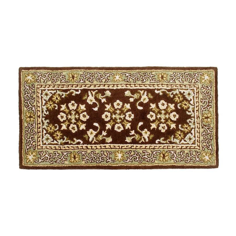 Minuteman International Oriental 44x22in Rectangle Hearth Rug | Traditional Coffee Wool | Fireplace & Entryway Floor Protection | Model H-28